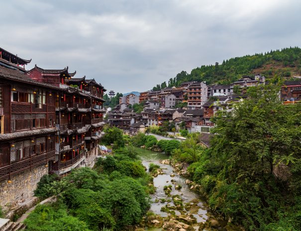 Amazing beautiful landscape scene of   Furong Ancient Town (Furong Zhen, Hibiscus Town), China; Shutterstock ID 1564320952; purchase_order: -; job: -; client: -; other: -